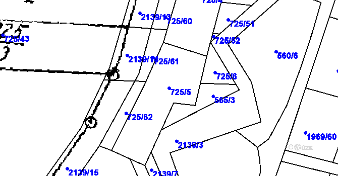 Parcela st. 725/5 v KÚ Ženklava, Katastrální mapa