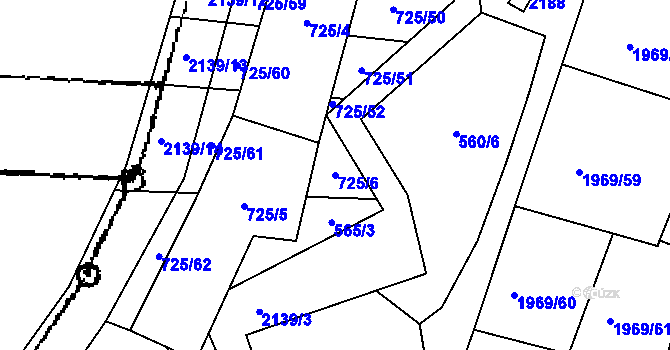 Parcela st. 725/6 v KÚ Ženklava, Katastrální mapa