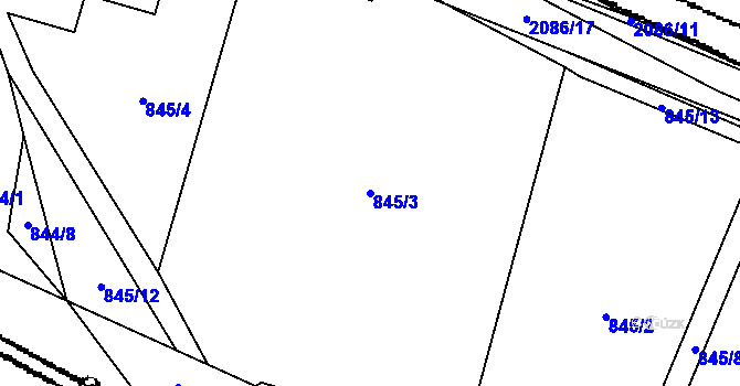 Parcela st. 845/3 v KÚ Ženklava, Katastrální mapa