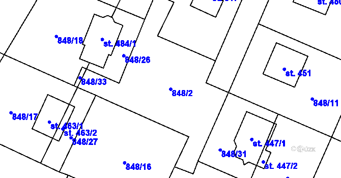 Parcela st. 848/2 v KÚ Ženklava, Katastrální mapa