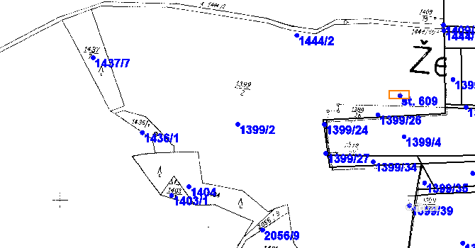 Parcela st. 1399/2 v KÚ Ženklava, Katastrální mapa