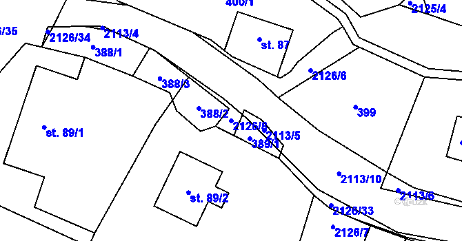 Parcela st. 2126/8 v KÚ Ženklava, Katastrální mapa