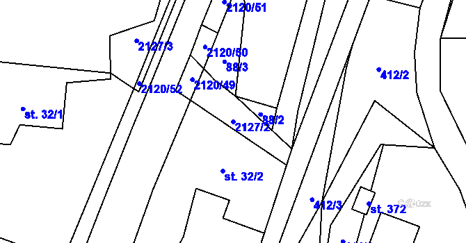 Parcela st. 2127/2 v KÚ Ženklava, Katastrální mapa