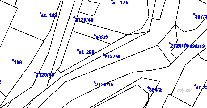 Parcela st. 2127/4 v KÚ Ženklava, Katastrální mapa