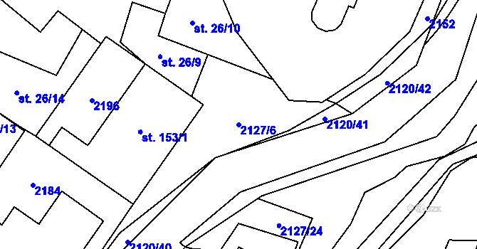 Parcela st. 2127/6 v KÚ Ženklava, Katastrální mapa