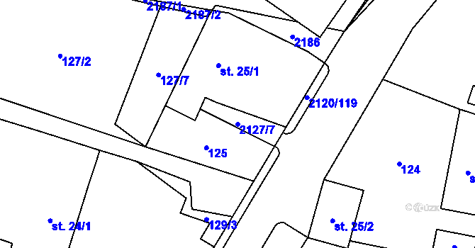 Parcela st. 2127/7 v KÚ Ženklava, Katastrální mapa