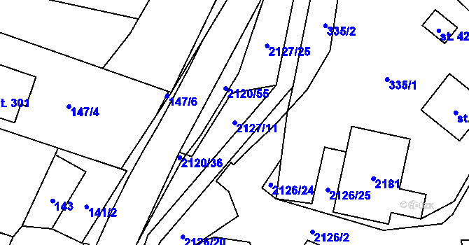 Parcela st. 2127/11 v KÚ Ženklava, Katastrální mapa