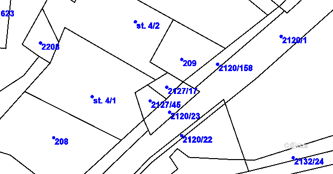 Parcela st. 2127/17 v KÚ Ženklava, Katastrální mapa