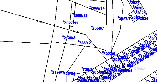 Parcela st. 725/12 v KÚ Ženklava, Katastrální mapa