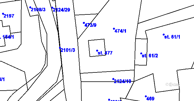 Parcela st. 477 v KÚ Ženklava, Katastrální mapa