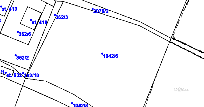 Parcela st. 1042/6 v KÚ Ženklava, Katastrální mapa