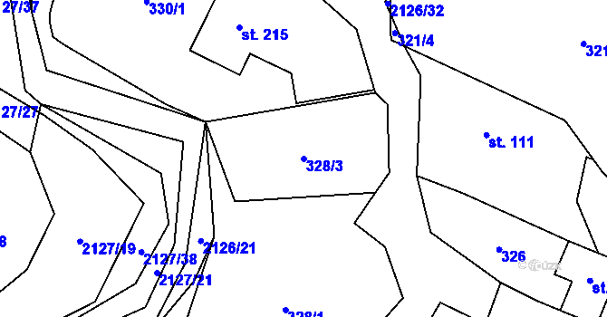 Parcela st. 328/3 v KÚ Ženklava, Katastrální mapa