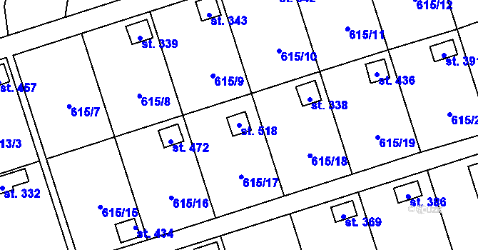 Parcela st. 518 v KÚ Ženklava, Katastrální mapa