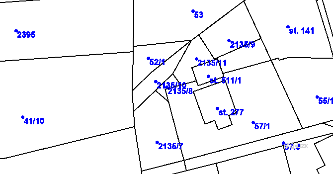 Parcela st. 2135/8 v KÚ Ženklava, Katastrální mapa