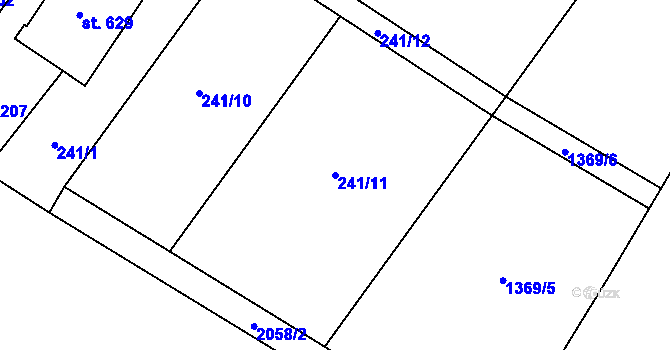 Parcela st. 241/11 v KÚ Ženklava, Katastrální mapa