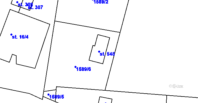 Parcela st. 545 v KÚ Ženklava, Katastrální mapa