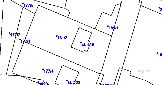 Parcela st. 549 v KÚ Ženklava, Katastrální mapa