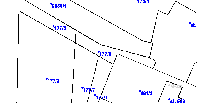 Parcela st. 177/5 v KÚ Ženklava, Katastrální mapa