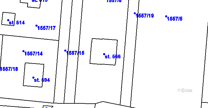 Parcela st. 566 v KÚ Ženklava, Katastrální mapa