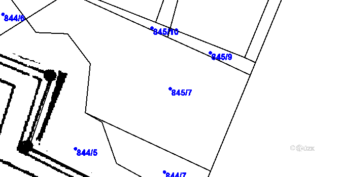 Parcela st. 845/7 v KÚ Ženklava, Katastrální mapa