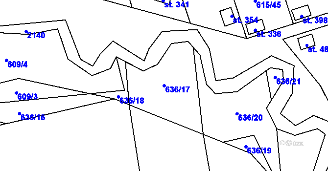 Parcela st. 636/17 v KÚ Ženklava, Katastrální mapa