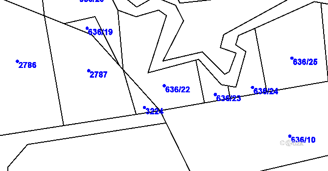 Parcela st. 636/22 v KÚ Ženklava, Katastrální mapa