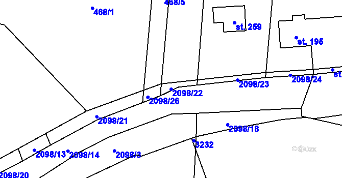 Parcela st. 2098/22 v KÚ Ženklava, Katastrální mapa
