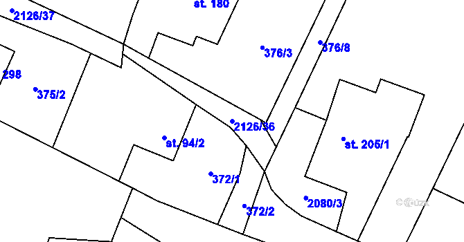 Parcela st. 2126/36 v KÚ Ženklava, Katastrální mapa
