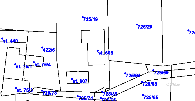 Parcela st. 606 v KÚ Ženklava, Katastrální mapa