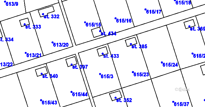 Parcela st. 433 v KÚ Ženklava, Katastrální mapa