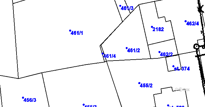 Parcela st. 461/4 v KÚ Ženklava, Katastrální mapa