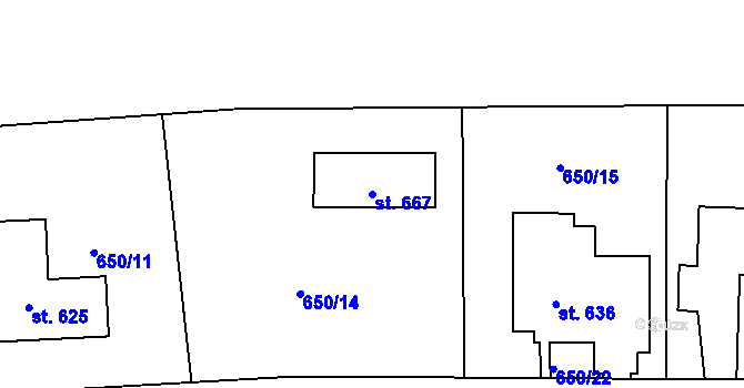Parcela st. 667 v KÚ Ženklava, Katastrální mapa