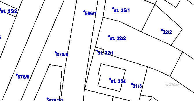 Parcela st. 32/1 v KÚ Žeranovice, Katastrální mapa
