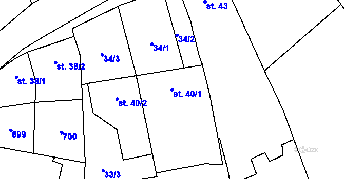 Parcela st. 40/1 v KÚ Žeranovice, Katastrální mapa