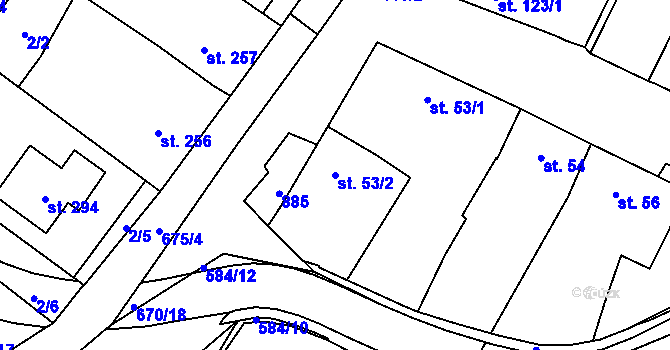 Parcela st. 53/2 v KÚ Žeranovice, Katastrální mapa