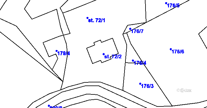 Parcela st. 72/2 v KÚ Žeranovice, Katastrální mapa