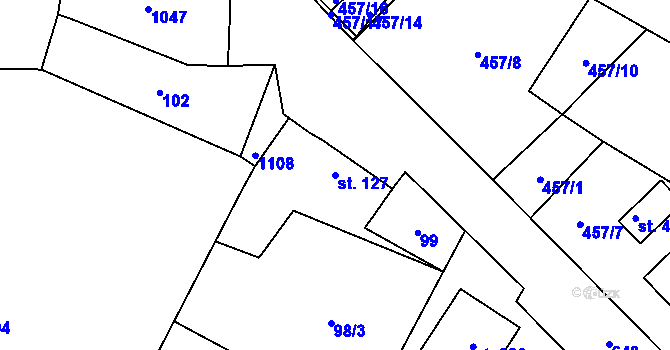 Parcela st. 127 v KÚ Žeranovice, Katastrální mapa