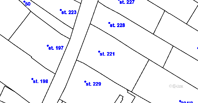 Parcela st. 221 v KÚ Žeranovice, Katastrální mapa