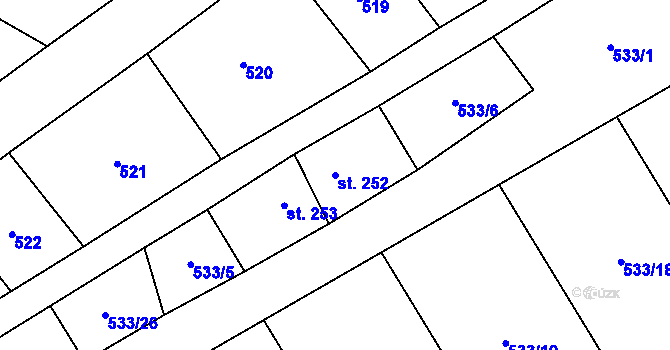 Parcela st. 252 v KÚ Žeranovice, Katastrální mapa