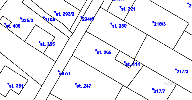 Parcela st. 265 v KÚ Žeranovice, Katastrální mapa