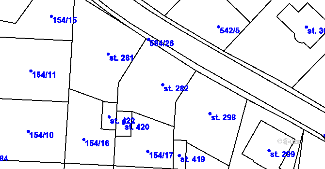 Parcela st. 282 v KÚ Žeranovice, Katastrální mapa