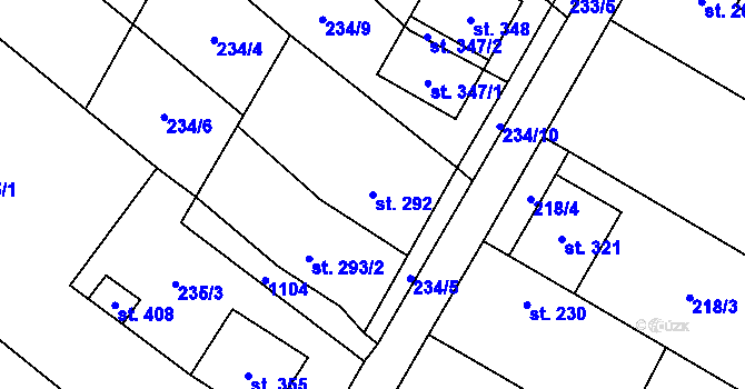 Parcela st. 292 v KÚ Žeranovice, Katastrální mapa