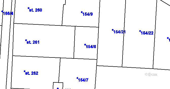 Parcela st. 154/8 v KÚ Žeranovice, Katastrální mapa