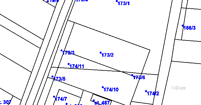 Parcela st. 173/2 v KÚ Žeranovice, Katastrální mapa