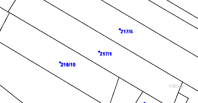 Parcela st. 217/1 v KÚ Žeranovice, Katastrální mapa