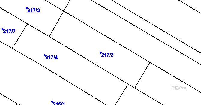 Parcela st. 217/2 v KÚ Žeranovice, Katastrální mapa