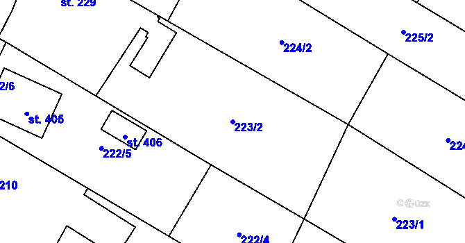 Parcela st. 223/2 v KÚ Žeranovice, Katastrální mapa