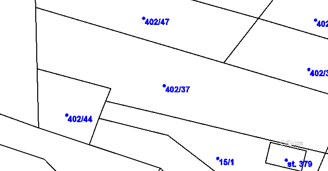 Parcela st. 402/37 v KÚ Žeranovice, Katastrální mapa