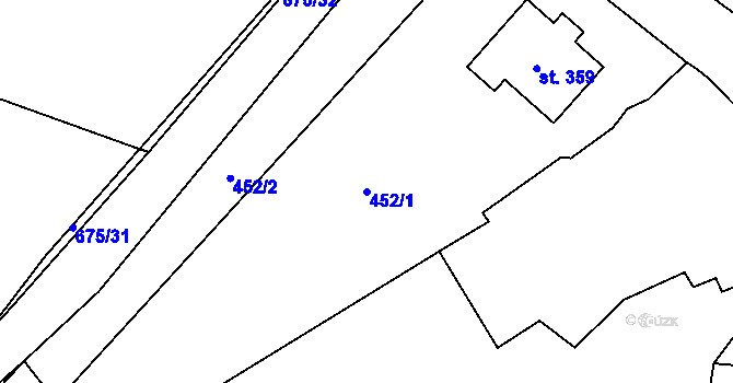 Parcela st. 452/1 v KÚ Žeranovice, Katastrální mapa