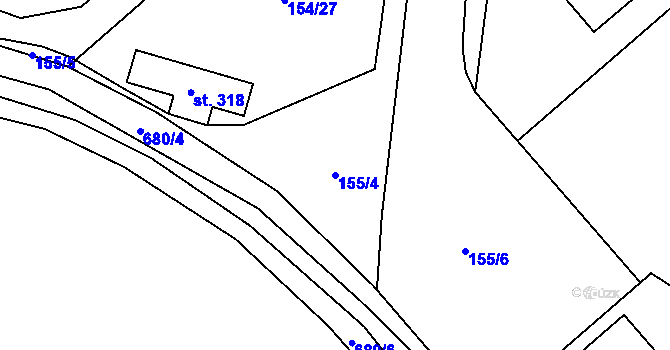 Parcela st. 155/4 v KÚ Žeranovice, Katastrální mapa
